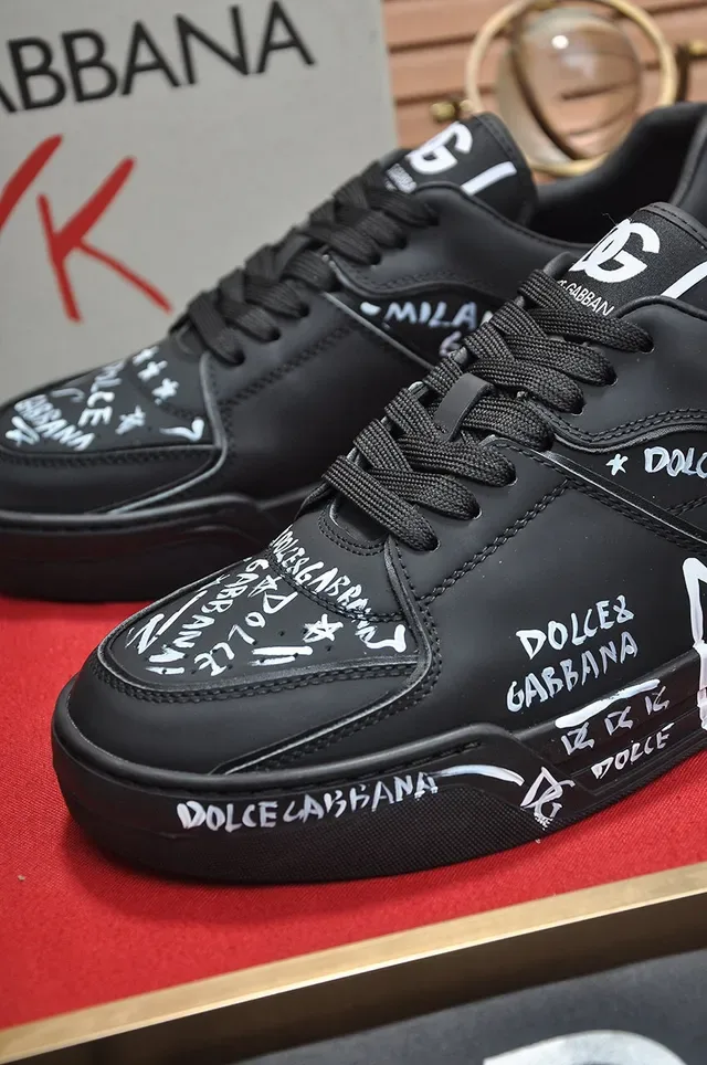 Dolce & Gabbana Portofino Tênis Lifestyle Plataforma Graffiti Preto 4