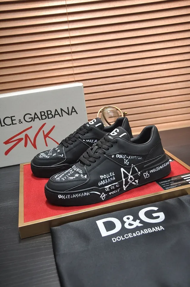 Dolce & Gabbana Portofino Tênis Lifestyle Plataforma Graffiti Preto 7