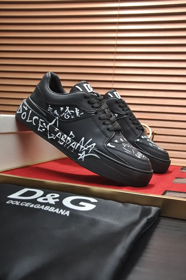 Dolce & Gabbana Portofino Tênis Lifestyle Plataforma Graffiti Preto 8