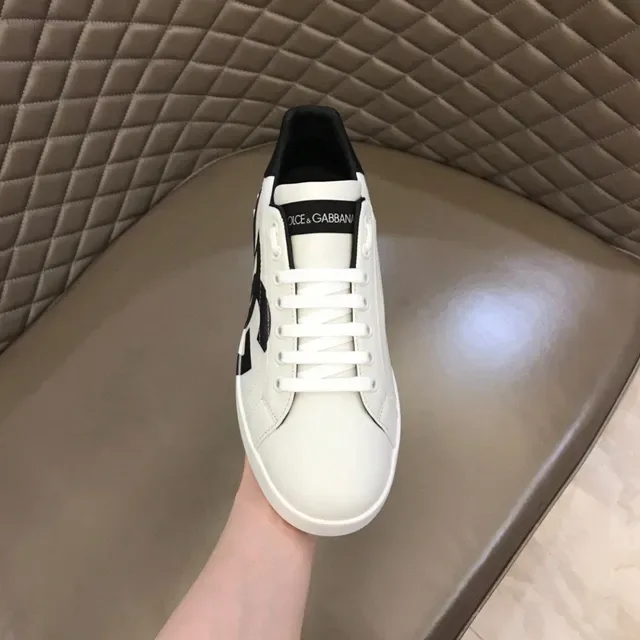 Dolce & Gabbana حذاء أسلوب حياة أبيض أسود منخفض جلد أعلى 2