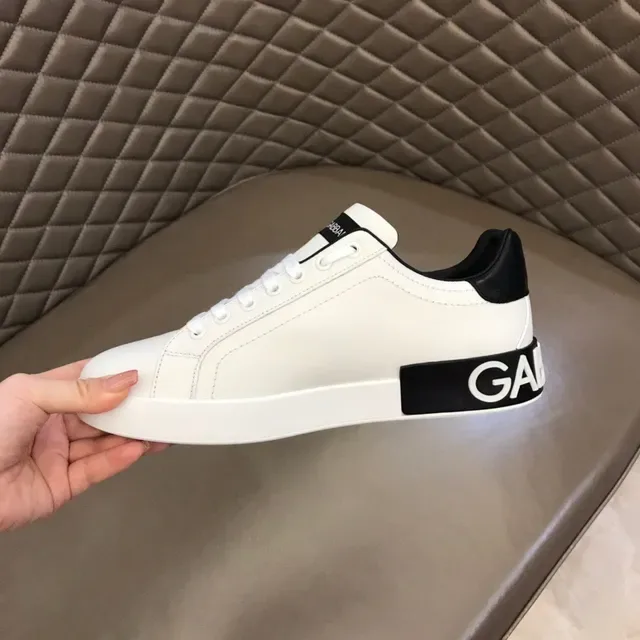 Dolce & Gabbana حذاء أسلوب حياة أبيض أسود منخفض جلد أعلى 4