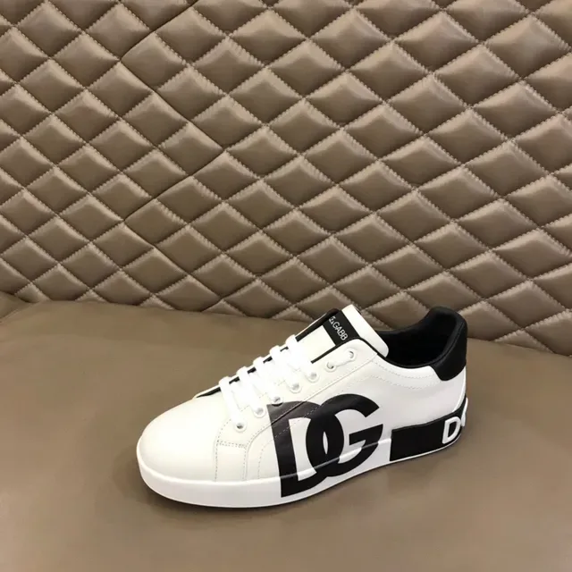 Dolce & Gabbana حذاء أسلوب حياة أبيض أسود منخفض جلد أعلى 7