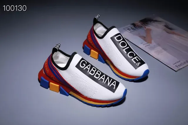 Dolce & Gabbana Baskets Lifestyle en Maille Multicolores Blanches à Enfiler avec Bande Logo Latérale Audacieuse 3