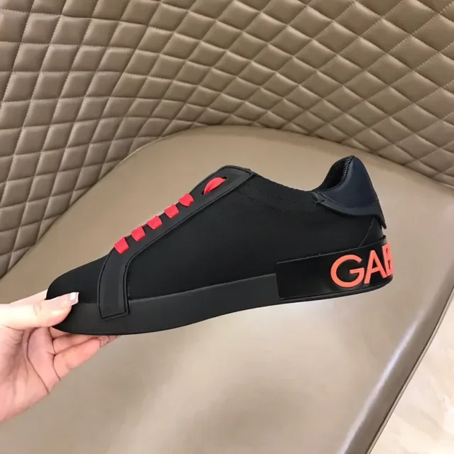 Dolce & Gabbana Sneakers lifestyle noirs et oranges sans lacets slip-on semelle sculptée en caoutchouc 3