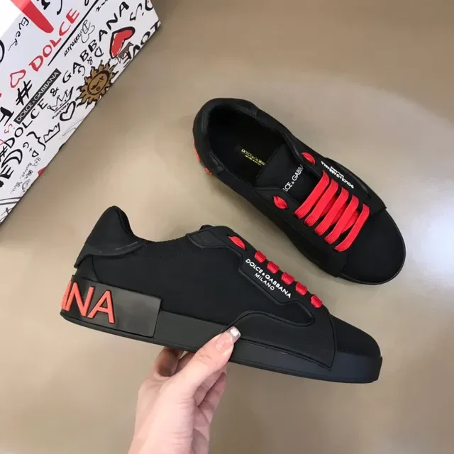 Dolce & Gabbana Sneakers lifestyle noirs et oranges sans lacets slip-on semelle sculptée en caoutchouc 6