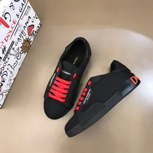 Dolce & Gabbana Sneakers lifestyle noirs et oranges sans lacets slip-on semelle sculptée en caoutchouc 8
