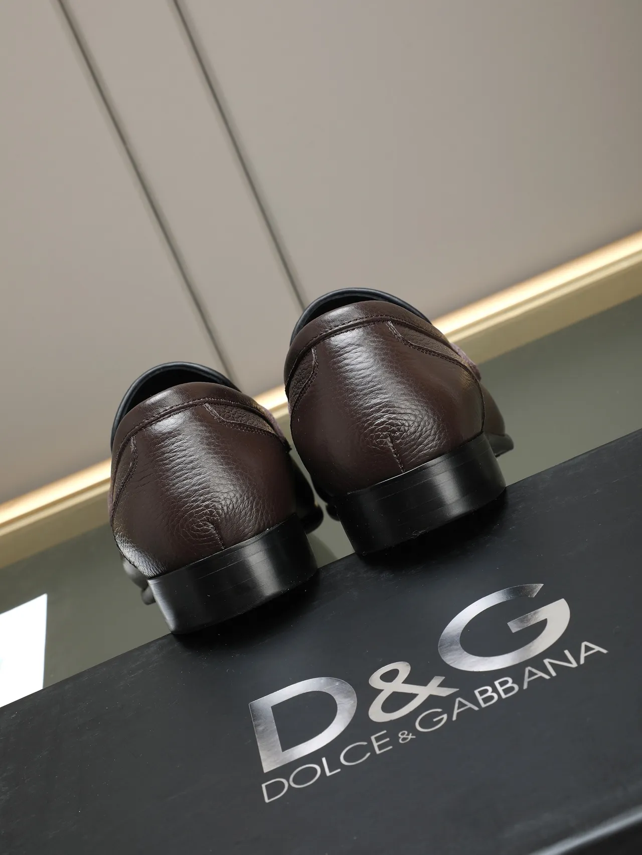 Dolce & Gabbana Brown Pebbled Leather Monogram Loafers 4