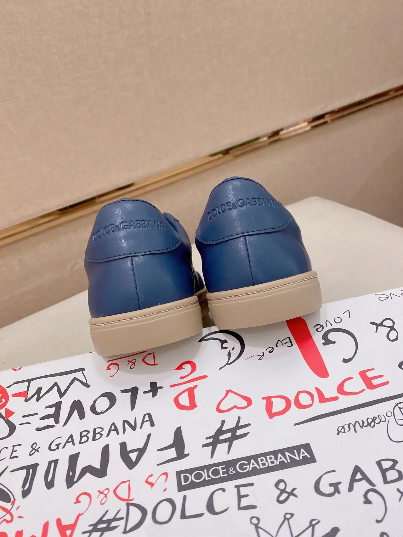 Dolce & Gabbana Navy Blue Perforated Leather and Suede Lifestyle Sneaker 3