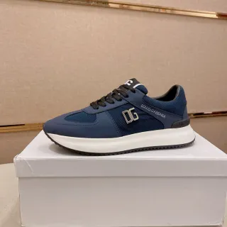 Dolce & Gabbana 海军白蓝合成网面鞋面金属 DG Logo 牌匾生活方式运动鞋