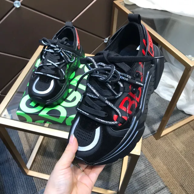 Dolce & Gabbana NS1 Noir Vert Semelle Plateforme Lacets Tressés Marqués Sneakers Chunky 3