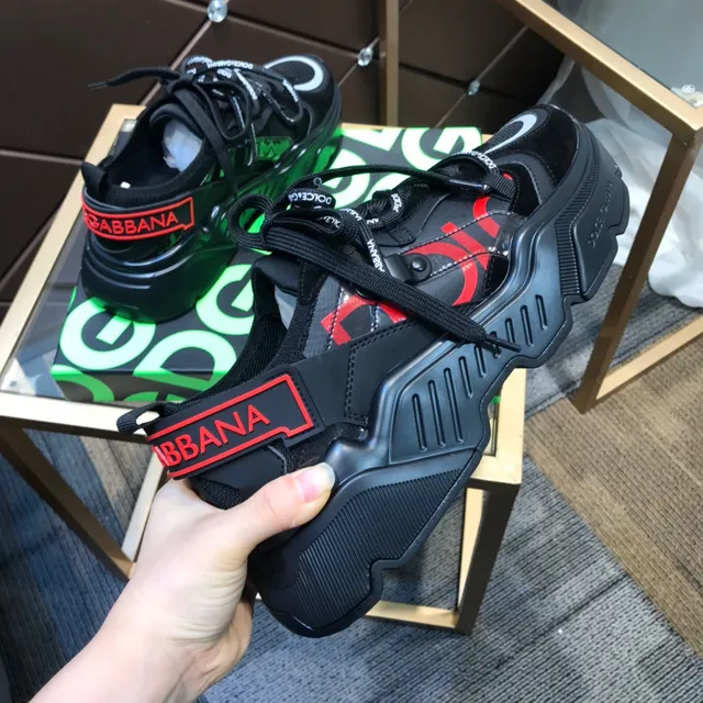 Dolce & Gabbana NS1 Noir Vert Semelle Plateforme Lacets Tressés Marqués Sneakers Chunky 5