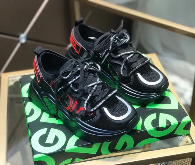Dolce & Gabbana NS1 Noir Vert Semelle Plateforme Lacets Tressés Marqués Sneakers Chunky 7