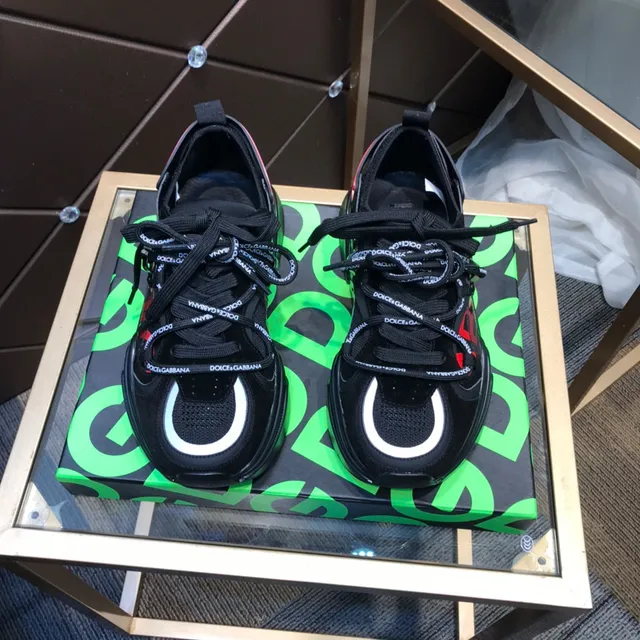 Dolce & Gabbana NS1 Noir Vert Semelle Plateforme Lacets Tressés Marqués Sneakers Chunky 9