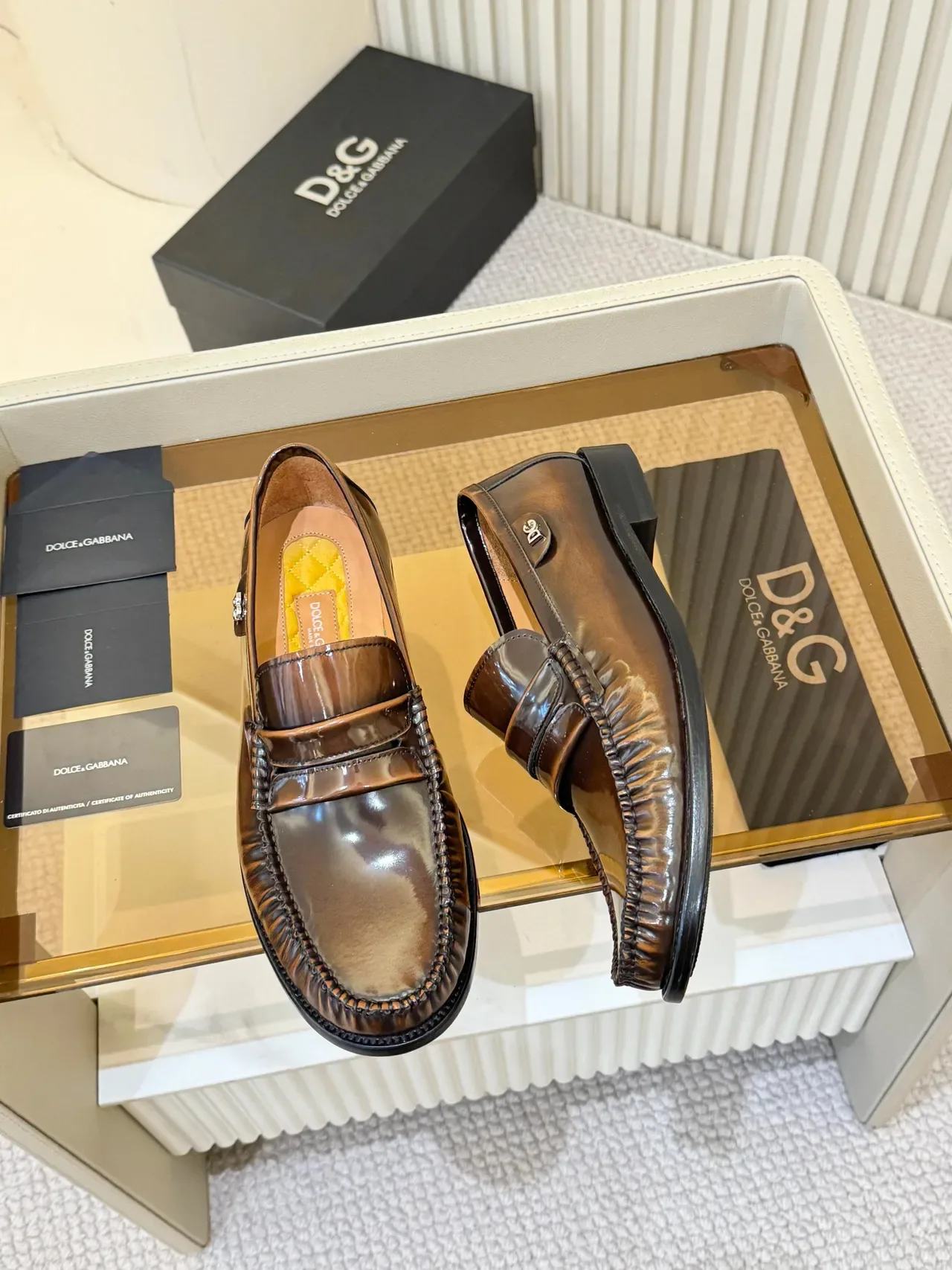 Dolce & Gabbana Penny Loafer Cuir Marron Poli 5