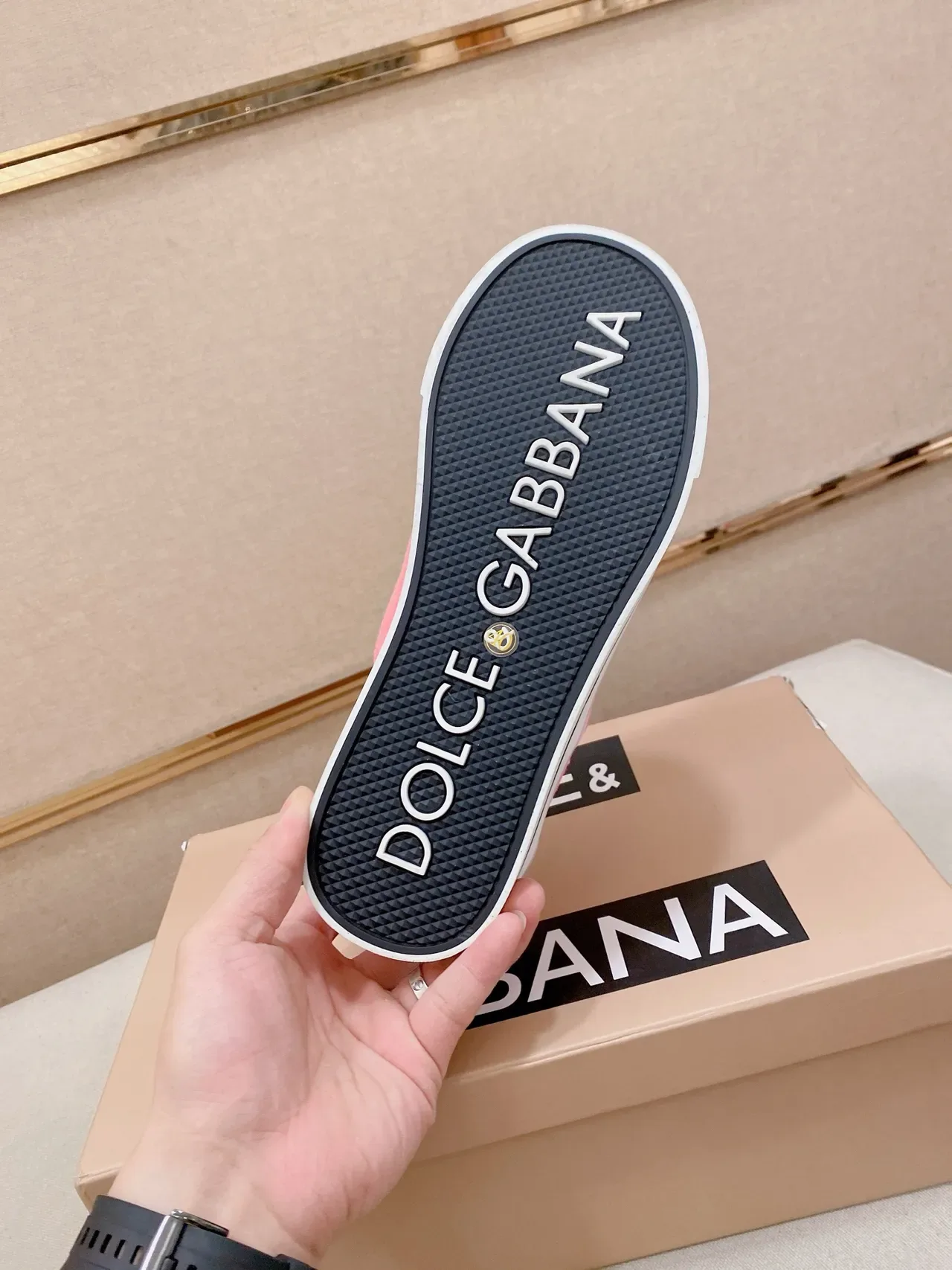 Dolce & Gabbana Pink Canvas Low-Top Sneakers 3