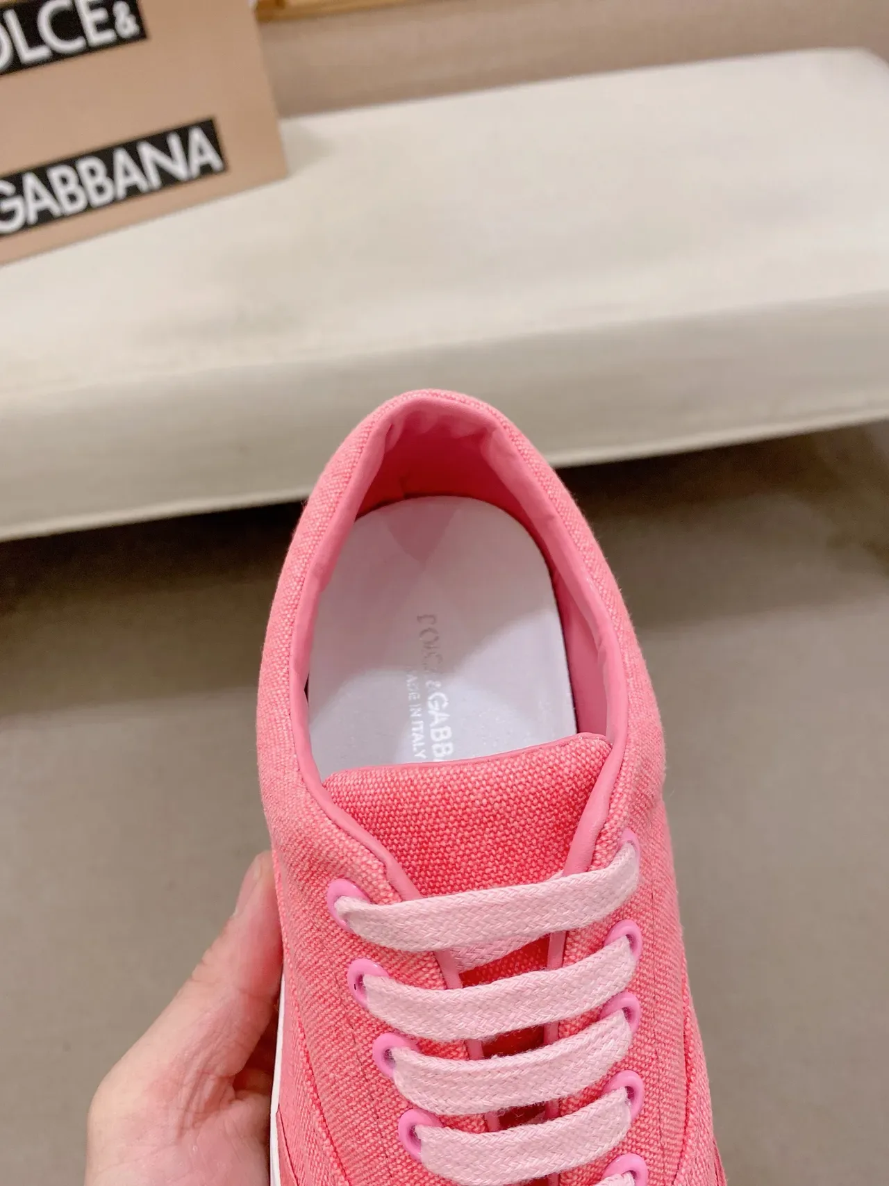 Dolce & Gabbana Pink Canvas Low-Top Sneakers 5
