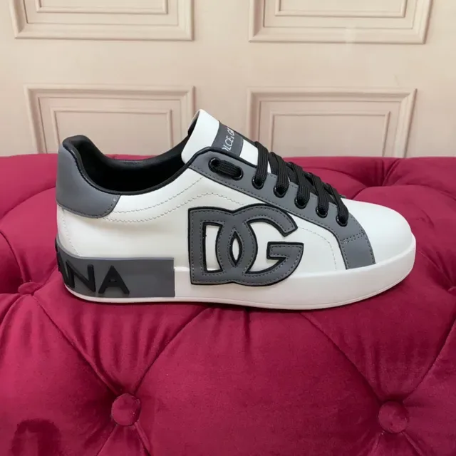 Dolce & Gabbana Portofino baskets de mode de vie blancs et gris 2