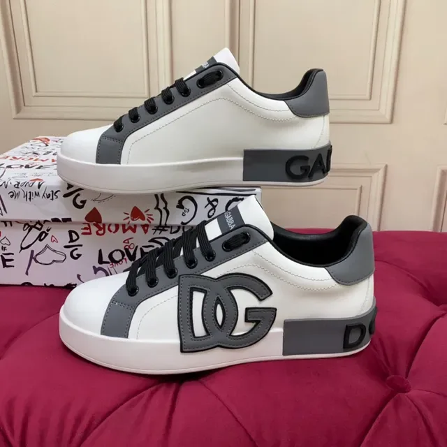 Dolce & Gabbana Portofino baskets de mode de vie blancs et gris 3