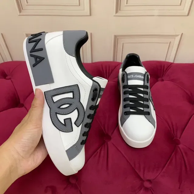 Dolce & Gabbana Portofino baskets de mode de vie blancs et gris 5