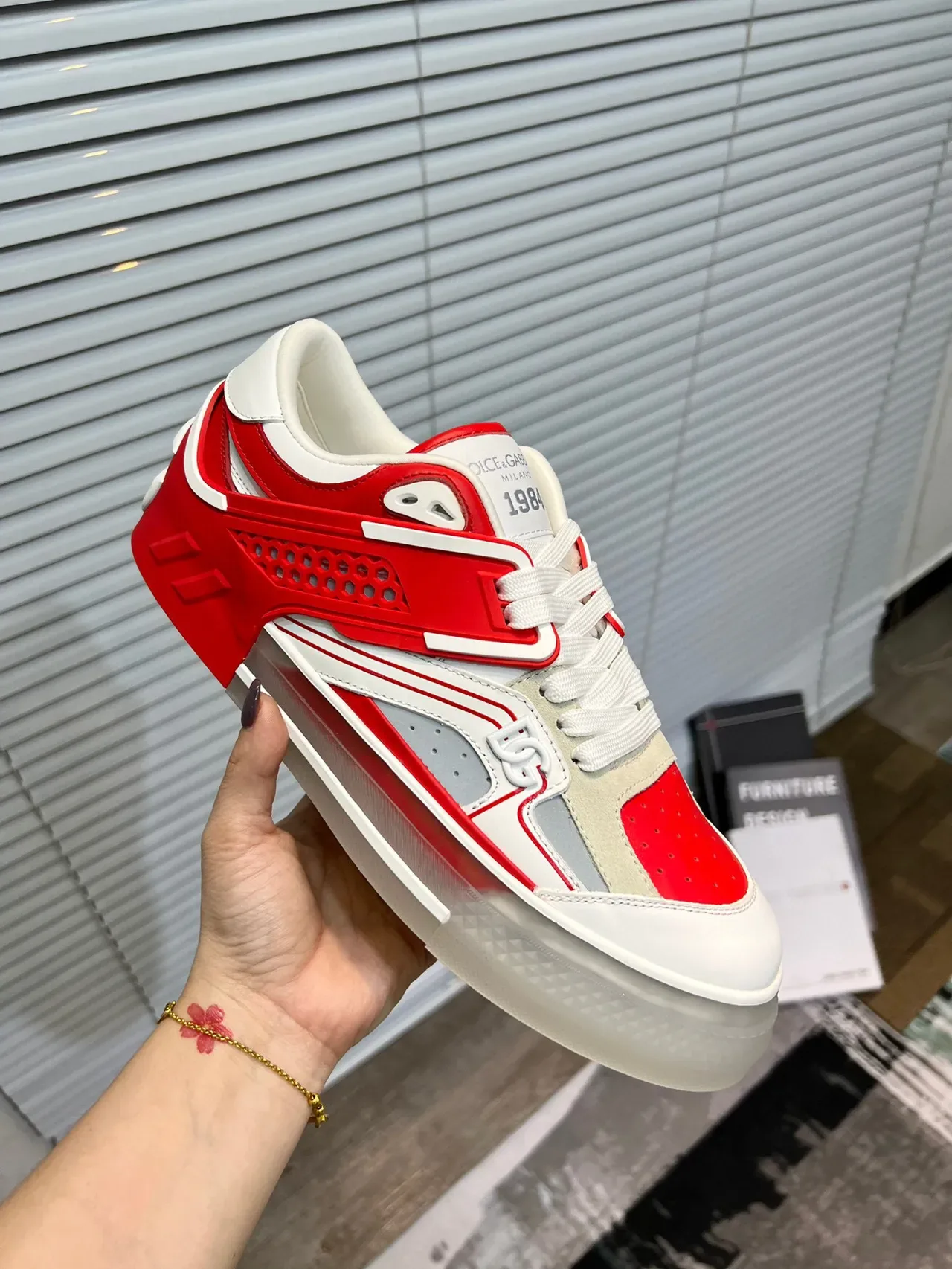 Dolce & Gabbana Red and White Layered Lifestyle Sneakers 2