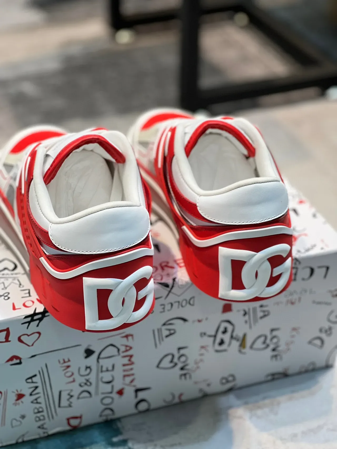 Dolce & Gabbana Red and White Layered Lifestyle Sneakers 3