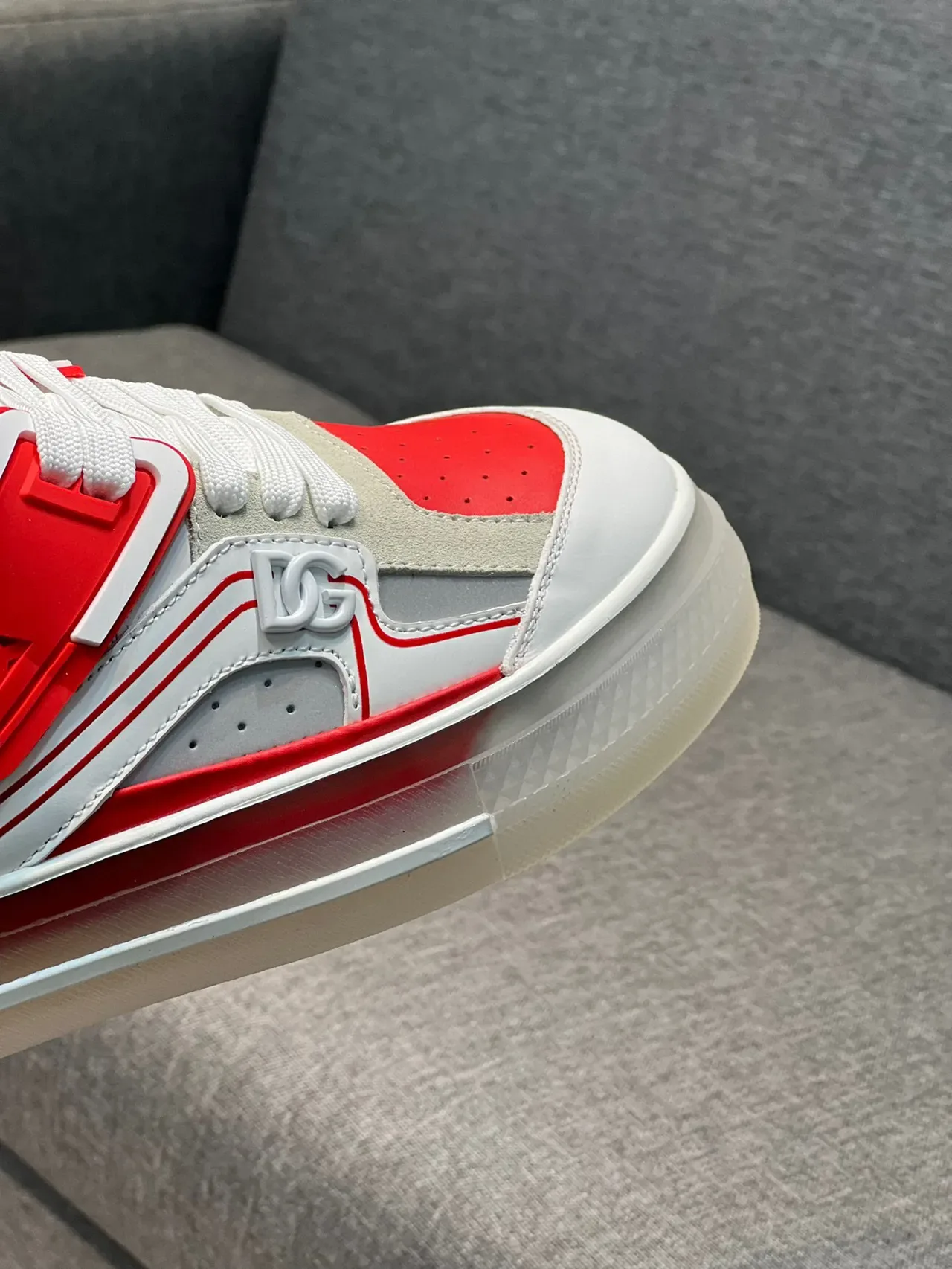 Dolce & Gabbana Red and White Layered Lifestyle Sneakers 4