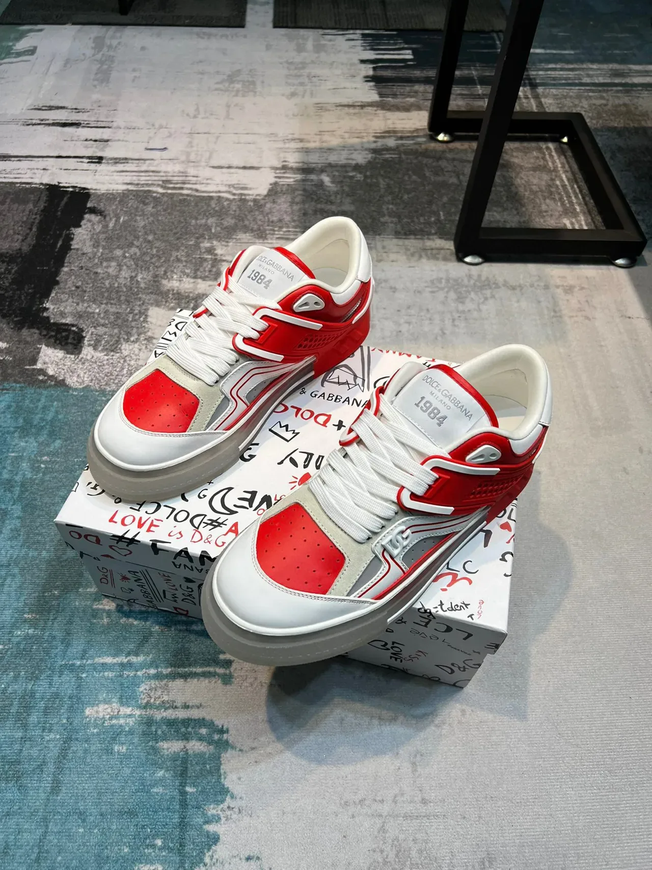 Dolce & Gabbana Red and White Layered Lifestyle Sneakers 6