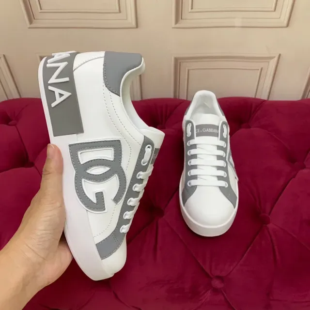Dolce & Gabbana White and Gray Panelled Lifestyle Sneakers 9