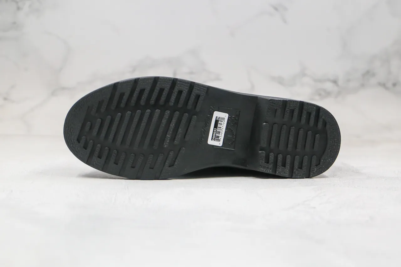 Dr. Martens Black White Smooth Leather Upper Contrast Stitching Martin Boots 2