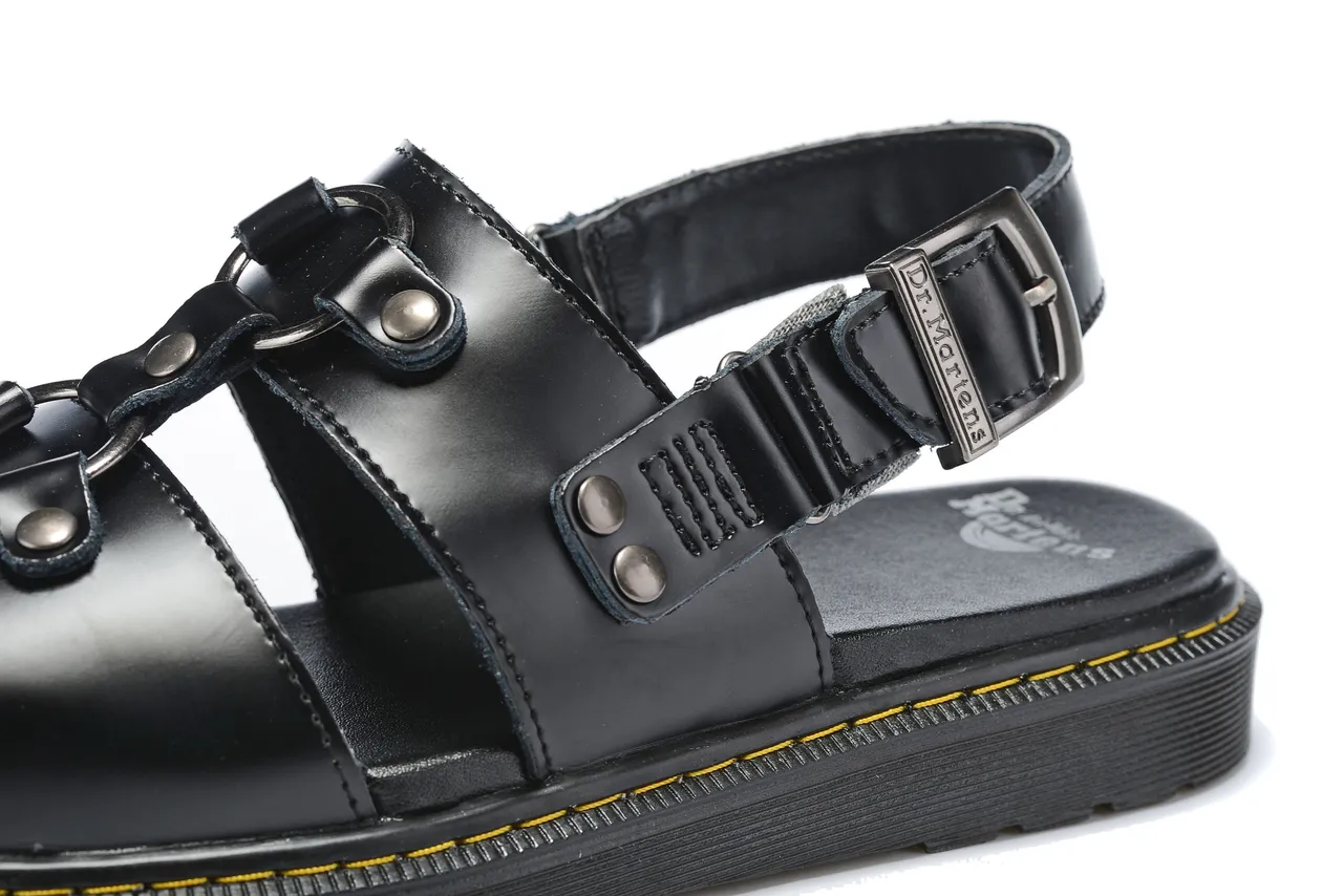 Dr. Martens Black Yellow Leather Multi-Strap Gladiator Sandals 4