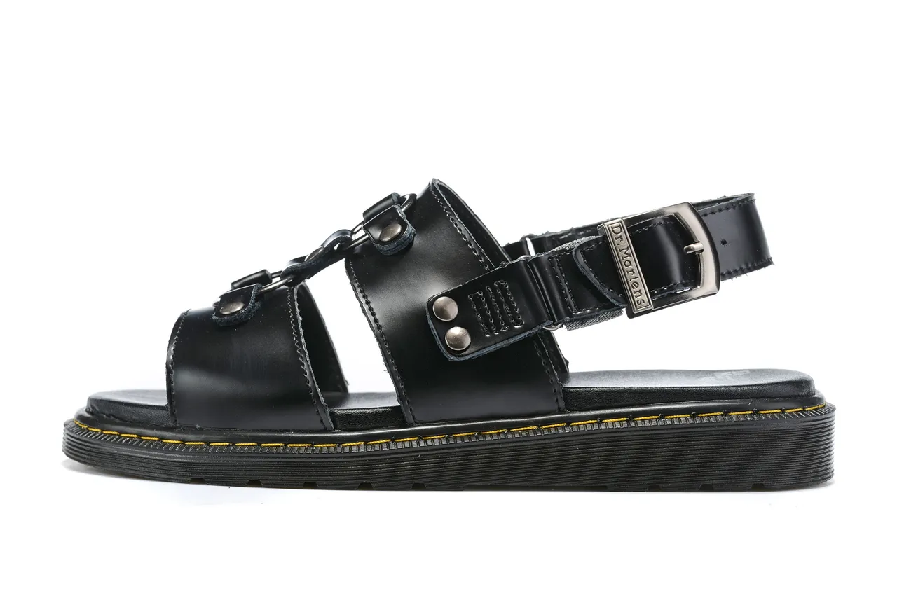 Dr. Martens Black Yellow Leather Multi-Strap Gladiator Sandals 5