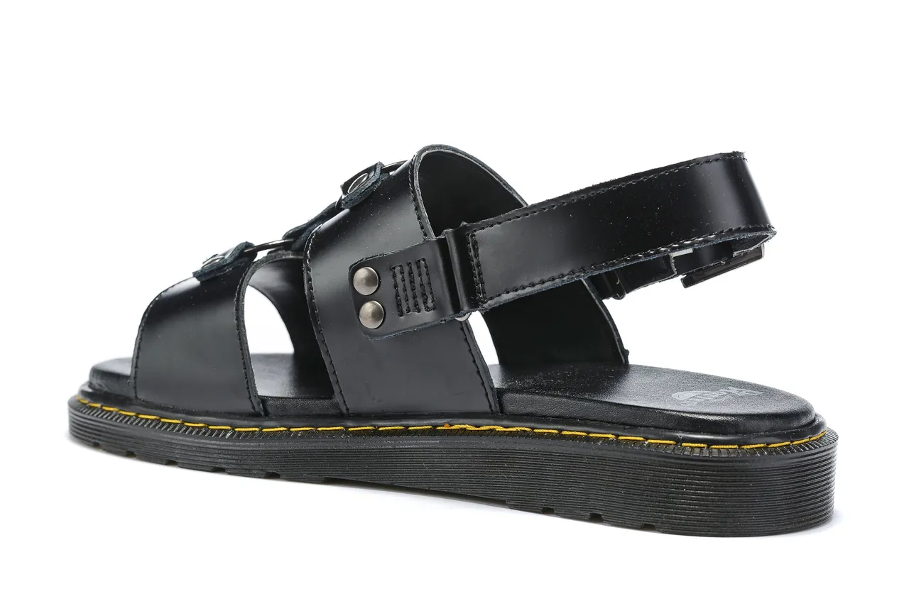 Dr. Martens Black Yellow Leather Multi-Strap Gladiator Sandals 6