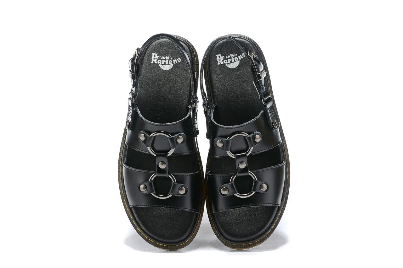 Dr. Martens Black Yellow Leather Multi-Strap Gladiator Sandals 8