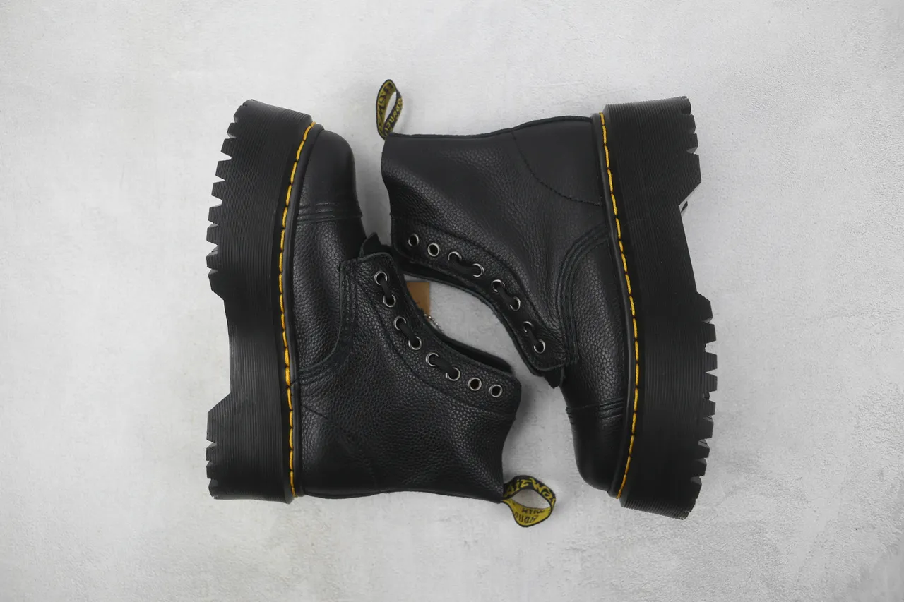 Dr. Martens Jadon Platform Black Pebbled Leather Cap Toe Martin Boots 2
