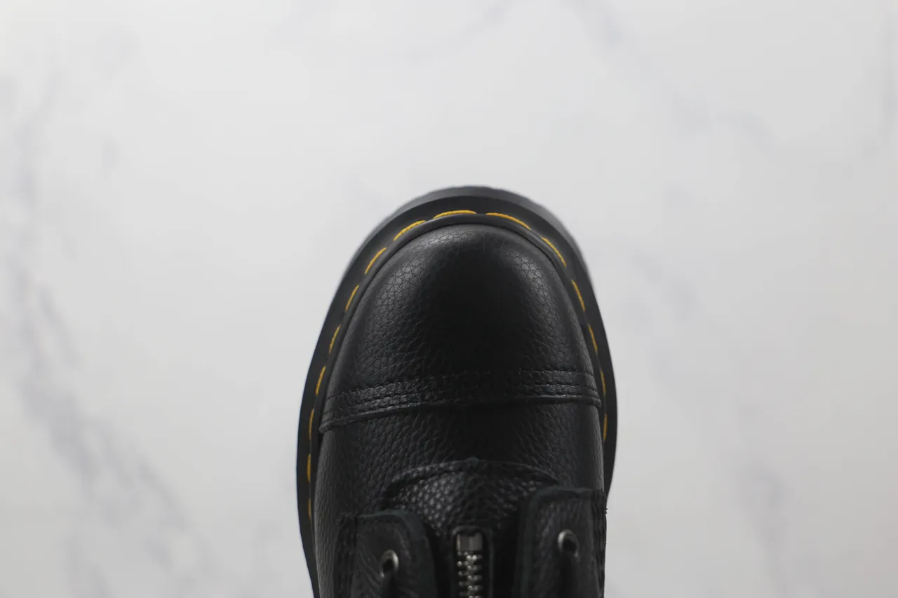 Dr. Martens Jadon Platform Black Pebbled Leather Cap Toe Martin Boots 6