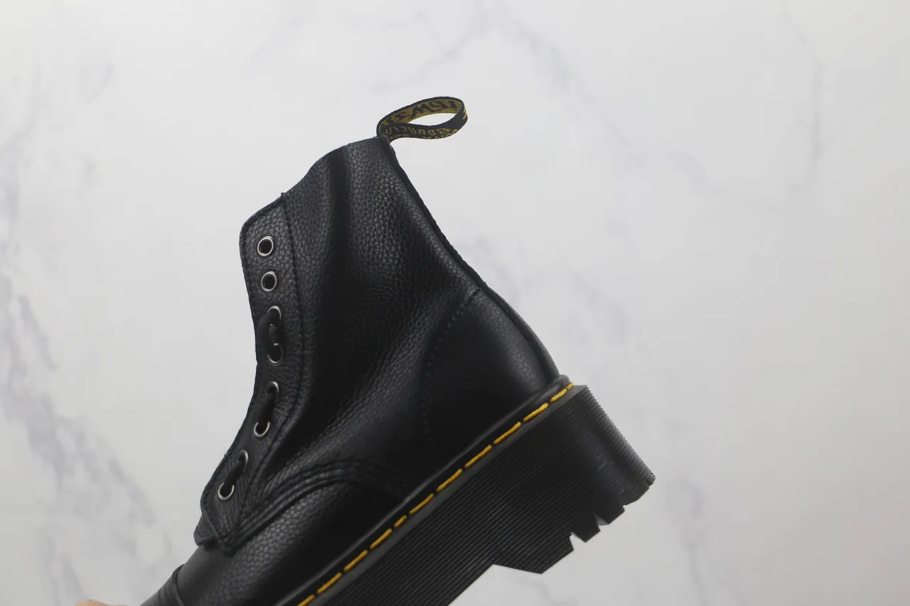 Dr. Martens Jadon Platform Black Pebbled Leather Cap Toe Martin Boots 7