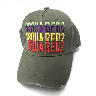 Dsquared2 ICON Navy Multicolor Distressed Brim Multi-Layer Embroidered Logo Baseball Cap 2