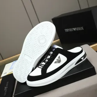 Emporio Armani Black and White Open-Heel Mule Lifestyle Sneakers