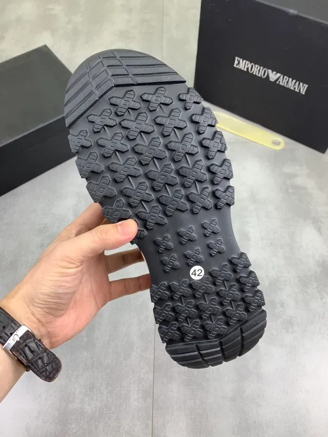 Emporio Armani Black White Knit Upper Slip-On Lifestyle Sneakers 2
