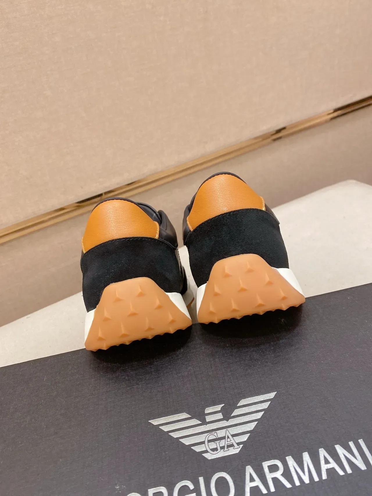 Emporio Armani Black White Panelled Leather And Suede Upper Eagle Logo Detail Lifestyle Sneakers 4