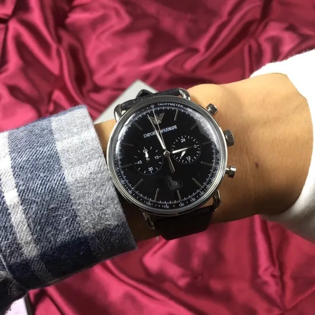 Emporio Armani Chronographe Cadran Noir Argenté Montre Mécanique 2