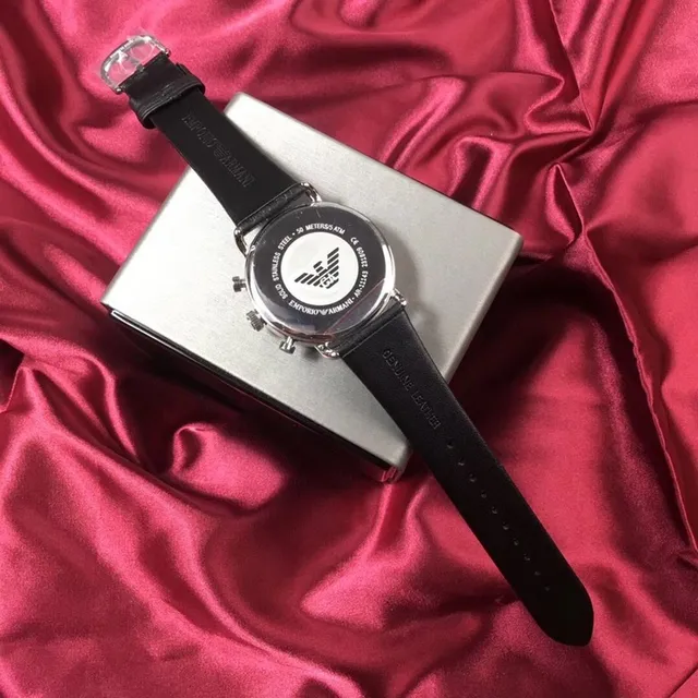 Emporio Armani Chronographe Cadran Noir Argenté Montre Mécanique 3