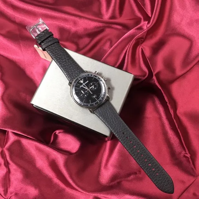 Emporio Armani Chronographe Cadran Noir Argenté Montre Mécanique 6