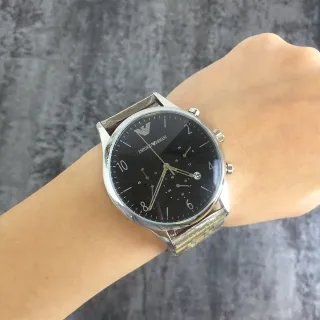Emporio Armani Chronograph Black Dial Silver-Tone Quartz Watch