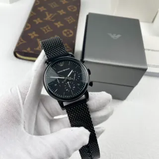 Emporio Armani Chronograph Black Mesh Strap Quartz Watch