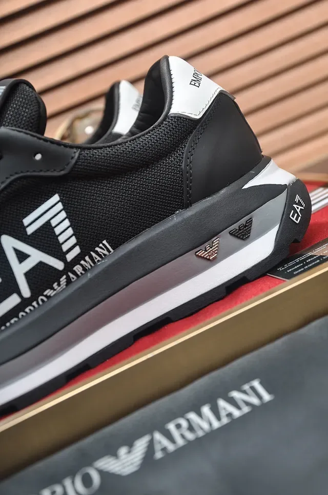 Emporio Armani EA7 Black and White Logo Lifestyle Sneakers 3