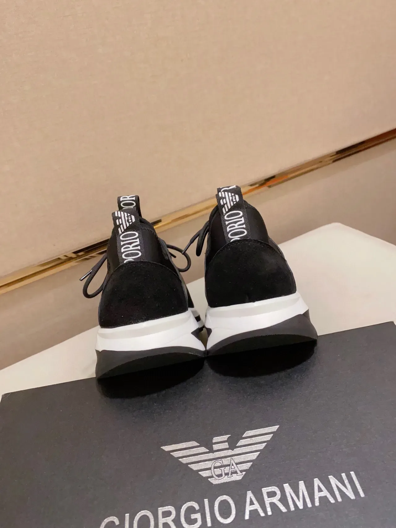 Emporio Armani EA7 Black Mesh and Synthetic Logo-Accented Lifestyle Sneakers 4