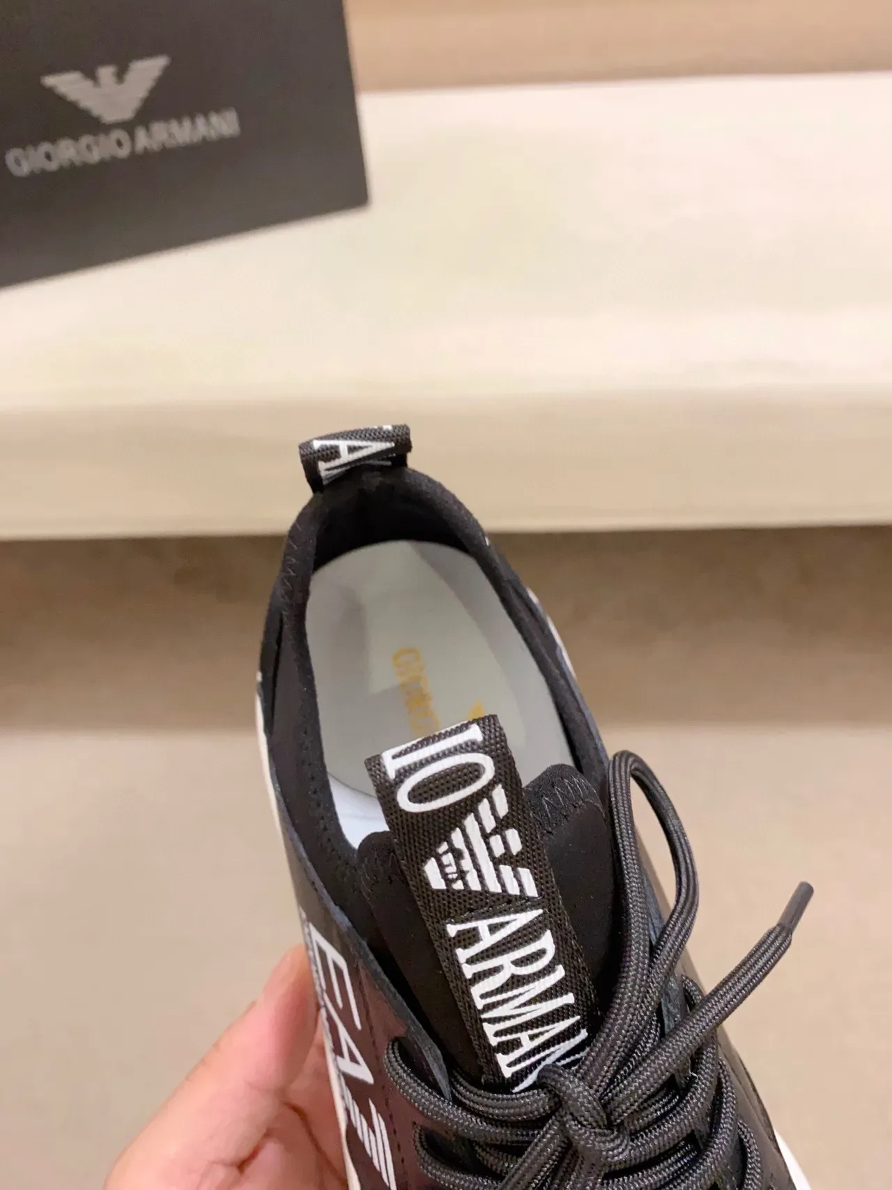 Emporio Armani EA7 Black Mesh and Synthetic Logo-Accented Lifestyle Sneakers 5