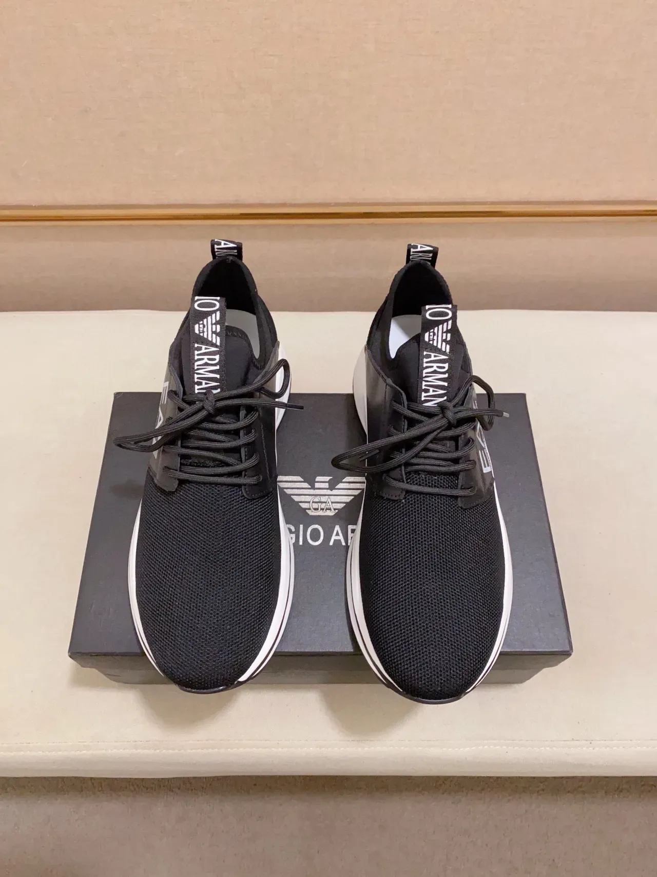 Emporio Armani EA7 Black Mesh and Synthetic Logo-Accented Lifestyle Sneakers 7