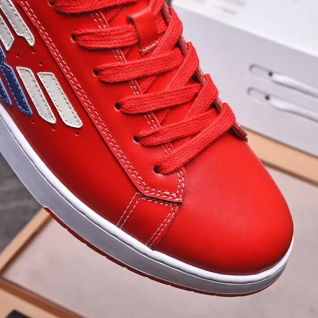 Emporio Armani EA7 Red Leather Low-Top Lifestyle Sneakers 5